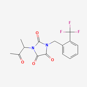 molecular formula C15H13F3N2O4 B2682454 1-(1-甲基-2-氧代丙基)-3-[2-(三氟甲基)苯甲基]-1H-咪唑-2,4,5(3H)-三酮 CAS No. 338392-45-3