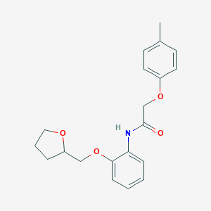 molecular formula C20H23NO4 B268246 2-(4-methylphenoxy)-N-[2-(tetrahydro-2-furanylmethoxy)phenyl]acetamide 