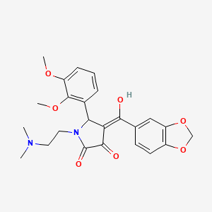 molecular formula C24H26N2O7 B2682474 4-(苯并[d][1,3]二氧杂环戊烷-5-甲酰)-5-(2,3-二甲氧基苯基)-1-(2-(二甲基氨基)乙基)-3-羟基-1H-吡咯-2(5H)-酮 CAS No. 623132-58-1