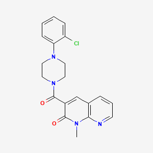 molecular formula C20H19ClN4O2 B2682476 3-(4-(2-chlorophenyl)piperazine-1-carbonyl)-1-methyl-1,8-naphthyridin-2(1H)-one CAS No. 899980-66-6