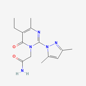 molecular formula C14H19N5O2 B2682483 2-(2-(3,5-dimethyl-1H-pyrazol-1-yl)-5-ethyl-4-methyl-6-oxopyrimidin-1(6H)-yl)acetamide CAS No. 1013806-49-9