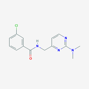 molecular formula C14H15ClN4O B2682484 3-chloro-N-((2-(dimethylamino)pyrimidin-4-yl)methyl)benzamide CAS No. 1797082-64-4