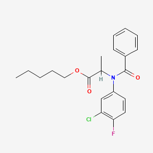molecular formula C21H23ClFNO3 B2682489 戊酸 2-(苯甲酰-3-氯-4-氟苯胺基)丙酸酯 CAS No. 1396966-02-1