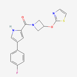 molecular formula C17H14FN3O2S B2682491 (4-(4-fluorophenyl)-1H-pyrrol-2-yl)(3-(thiazol-2-yloxy)azetidin-1-yl)methanone CAS No. 1798047-29-6