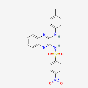 molecular formula C21H17N5O4S B2682498 4-nitro-N-(3-(p-tolylamino)quinoxalin-2-yl)benzenesulfonamide CAS No. 299954-87-3