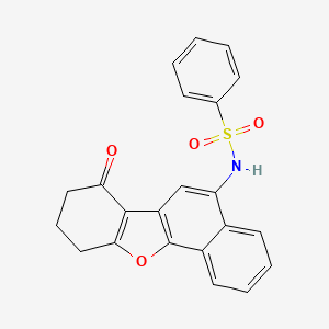 molecular formula C22H17NO4S B2682501 N-(7-oxo-7,8,9,10-tetrahydronaphtho[1,2-b]benzofuran-5-yl)benzenesulfonamide CAS No. 333351-32-9