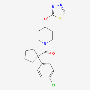 molecular formula C19H22ClN3O2S B2682506 (4-((1,3,4-Thiadiazol-2-yl)oxy)piperidin-1-yl)(1-(4-chlorophenyl)cyclopentyl)methanone CAS No. 2310153-08-1