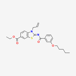 molecular formula C25H28N2O4S B2682512 Ethyl 2-(3-pentoxybenzoyl)imino-3-prop-2-enyl-1,3-benzothiazole-6-carboxylate CAS No. 865174-74-9