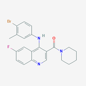 molecular formula C22H21BrFN3O B2682517 N-(4-bromo-3-methylphenyl)-6-fluoro-3-(piperidin-1-ylcarbonyl)quinolin-4-amine CAS No. 1189871-77-9