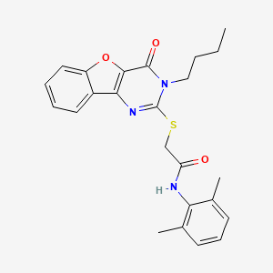 molecular formula C24H25N3O3S B2682521 2-[(3-butyl-4-oxo-3,4-dihydro[1]benzofuro[3,2-d]pyrimidin-2-yl)sulfanyl]-N-(2,6-dimethylphenyl)acetamide CAS No. 899982-11-7