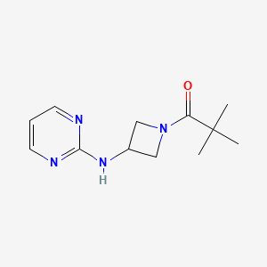 molecular formula C12H18N4O B2682522 2,2-二甲基-1-(3-(嘧啶-2-基氨基)吖唑啉-1-基)丙酮 CAS No. 2195877-19-9
