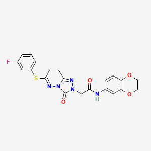 molecular formula C21H16FN5O4S B2682526 N-(2,3-dihydro-1,4-benzodioxin-6-yl)-2-[6-[(3-fluorophenyl)thio]-3-oxo[1,2,4]triazolo[4,3-b]pyridazin-2(3H)-yl]acetamide CAS No. 1115279-59-8