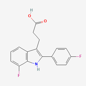 3-[7-Fluoro-2-(4-fluorophenyl)-1H-indol-3-yl]propanoic acid