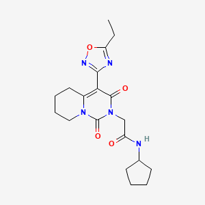 molecular formula C19H25N5O4 B2682541 N-cyclopentyl-2-[4-(5-ethyl-1,2,4-oxadiazol-3-yl)-1,3-dioxo-5,6,7,8-tetrahydro-1H-pyrido[1,2-c]pyrimidin-2(3H)-yl]acetamide CAS No. 1775386-86-1