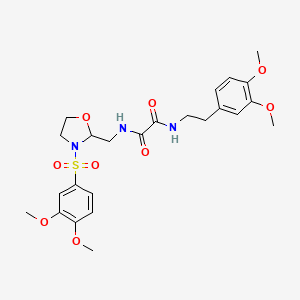 molecular formula C24H31N3O9S B2682542 N1-(3,4-dimethoxyphenethyl)-N2-((3-((3,4-dimethoxyphenyl)sulfonyl)oxazolidin-2-yl)methyl)oxalamide CAS No. 868983-07-7