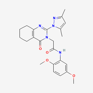 molecular formula C23H27N5O4 B2682544 N-(2,5-dimethoxyphenyl)-2-(2-(3,5-dimethyl-1H-pyrazol-1-yl)-4-oxo-5,6,7,8-tetrahydroquinazolin-3(4H)-yl)acetamide CAS No. 1006819-75-5