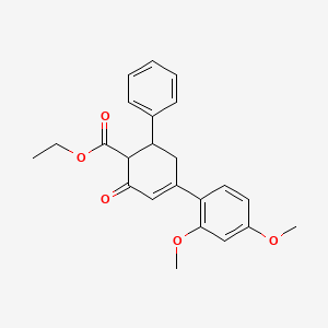 molecular formula C23H24O5 B2682545 乙酸 4-(2,4-二甲氧基苯基)-2-氧代-6-苯基环己-3-烯-1-甲酯 CAS No. 1790193-73-5