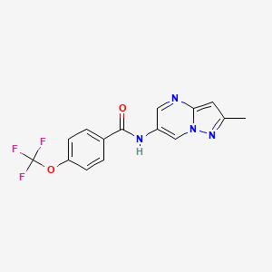 molecular formula C15H11F3N4O2 B2682549 N-(2-甲基吡唑并[1,5-a]嘧啶-6-基)-4-(三氟甲氧基)苯甲酰胺 CAS No. 1795190-92-9