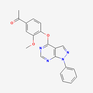 molecular formula C20H16N4O3 B2682552 1-(3-methoxy-4-((1-phenyl-1H-pyrazolo[3,4-d]pyrimidin-4-yl)oxy)phenyl)ethanone CAS No. 872623-27-3