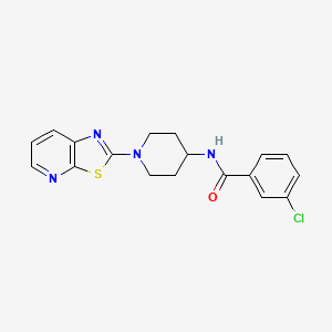 molecular formula C18H17ClN4OS B2682554 3-chloro-N-(1-(thiazolo[5,4-b]pyridin-2-yl)piperidin-4-yl)benzamide CAS No. 2034242-75-4