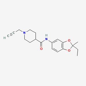 N-(2-Ethyl-2-methyl-1,3-benzodioxol-5-yl)-1-prop-2-ynylpiperidine-4-carboxamide