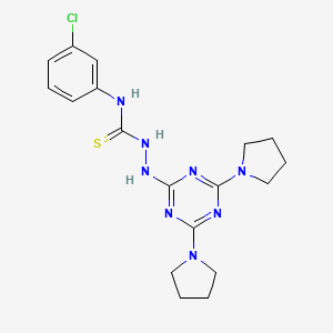 molecular formula C18H23ClN8S B2682576 N-(3-氯苯基)-2-(4,6-二(吡咯啉-1-基)-1,3,5-三嗪-2-基)硫脲甲硫酰胺 CAS No. 898623-30-8