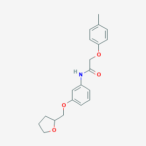 molecular formula C20H23NO4 B268258 2-(4-methylphenoxy)-N-[3-(tetrahydro-2-furanylmethoxy)phenyl]acetamide 
