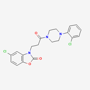 molecular formula C20H19Cl2N3O3 B2682581 5-chloro-3-(3-(4-(2-chlorophenyl)piperazin-1-yl)-3-oxopropyl)benzo[d]oxazol-2(3H)-one CAS No. 902254-65-3