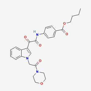 molecular formula C27H29N3O6 B2682582 丁酸-4-(2-(1-(2-吗啉基-2-氧代乙基)-1H-吲哚-3-基)-2-氧代乙酰胺基)苯酸酯 CAS No. 872857-38-0