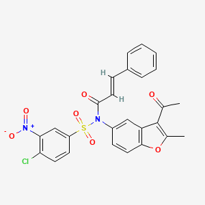molecular formula C26H19ClN2O7S B2682587 N-(3-acetyl-2-methylbenzofuran-5-yl)-N-((4-chloro-3-nitrophenyl)sulfonyl)cinnamamide CAS No. 463353-34-6