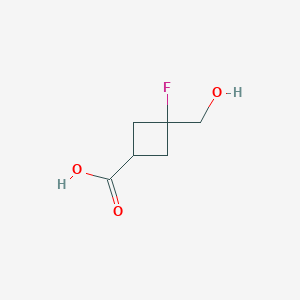 molecular formula C6H9FO3 B2682604 3-Fluoro-3-(hydroxymethyl)cyclobutane-1-carboxylic acid CAS No. 2305252-46-2