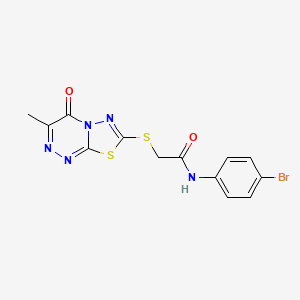 molecular formula C13H10BrN5O2S2 B2682605 N-(4-bromophenyl)-2-((3-methyl-4-oxo-4H-[1,3,4]thiadiazolo[2,3-c][1,2,4]triazin-7-yl)thio)acetamide CAS No. 869073-88-1
