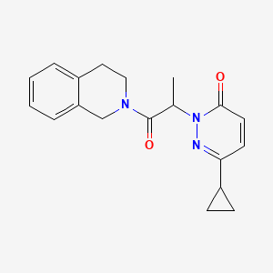 molecular formula C19H21N3O2 B2682612 6-cyclopropyl-2-(1-(3,4-dihydroisoquinolin-2(1H)-yl)-1-oxopropan-2-yl)pyridazin-3(2H)-one CAS No. 2034232-84-1