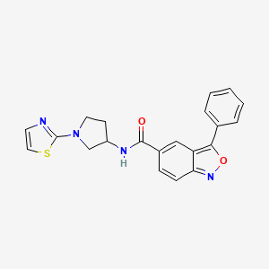 molecular formula C21H18N4O2S B2682623 3-phenyl-N-(1-(thiazol-2-yl)pyrrolidin-3-yl)benzo[c]isoxazole-5-carboxamide CAS No. 1798624-48-2