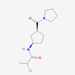 molecular formula C13H21ClN2O2 B2682626 2-Chloro-N-[(1R,3S)-3-(pyrrolidine-1-carbonyl)cyclopentyl]propanamide CAS No. 2411184-08-0