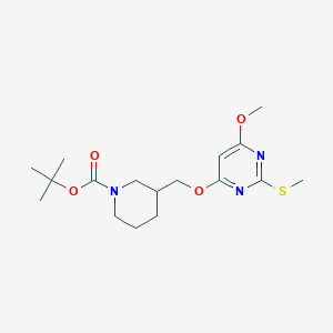molecular formula C17H27N3O4S B2682630 tert-Butyl 3-(((6-methoxy-2-(methylthio)pyrimidin-4-yl)oxy)methyl)piperidine-1-carboxylate CAS No. 1353981-44-8