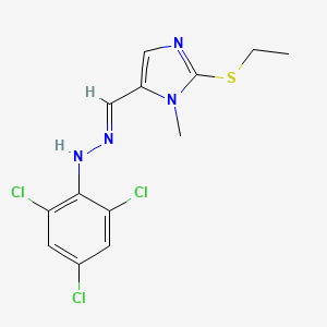 molecular formula C13H13Cl3N4S B2682632 2-(乙基硫代)-1-甲基-1H-咪唑-5-甲醛 N-(2,4,6-三氯苯基)肼酮 CAS No. 477845-49-1