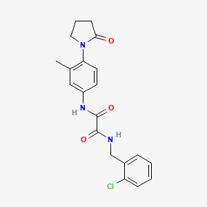 molecular formula C20H20ClN3O3 B2682636 N1-(2-chlorobenzyl)-N2-(3-methyl-4-(2-oxopyrrolidin-1-yl)phenyl)oxalamide CAS No. 941957-80-8