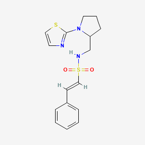 molecular formula C16H19N3O2S2 B2682641 (E)-2-phenyl-N-((1-(thiazol-2-yl)pyrrolidin-2-yl)methyl)ethenesulfonamide CAS No. 1798977-19-1