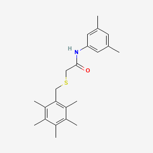 molecular formula C22H29NOS B2682645 N-(3,5-二甲基苯基)-2-[(2,3,4,5,6-五甲基苯基)甲基硫基]乙酰胺 CAS No. 329079-47-2