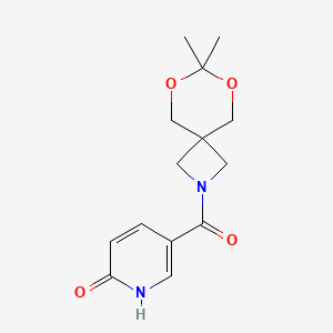 molecular formula C14H18N2O4 B2682646 5-(7,7-dimethyl-6,8-dioxa-2-azaspiro[3.5]nonane-2-carbonyl)pyridin-2(1H)-one CAS No. 1396876-66-6