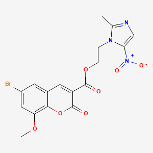 2-(2-methyl-5-nitro-1H-imidazol-1-yl)ethyl 6-bromo-8-methoxy-2-oxo-2H-chromene-3-carboxylate