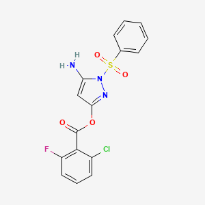 [5-Amino-1-(benzenesulfonyl)pyrazol-3-yl] 2-chloro-6-fluorobenzoate