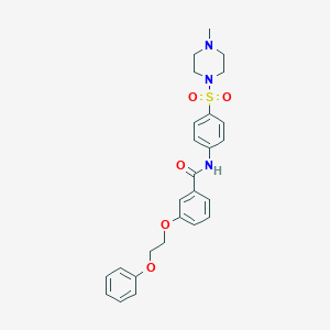molecular formula C26H29N3O5S B268269 N-{4-[(4-methyl-1-piperazinyl)sulfonyl]phenyl}-3-(2-phenoxyethoxy)benzamide 
