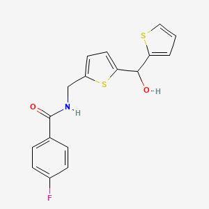 4-fluoro-N-((5-(hydroxy(thiophen-2-yl)methyl)thiophen-2-yl)methyl)benzamide