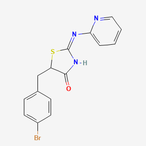 molecular formula C15H12BrN3OS B2682707 5-(4-溴苄基)-2-(2-吡啶基亚胺)-1,3-噻唑烷-4-酮 CAS No. 1056555-80-6