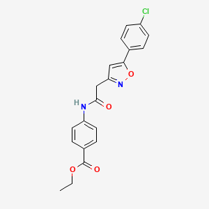 molecular formula C20H17ClN2O4 B2682729 乙酸4-(2-(5-(4-氯苯基)异噁唑-3-基)乙酰氨基)苯甲酸酯 CAS No. 946283-88-1