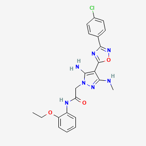molecular formula C22H22ClN7O3 B2682730 2-(5-amino-4-(3-(4-chlorophenyl)-1,2,4-oxadiazol-5-yl)-3-(methylamino)-1H-pyrazol-1-yl)-N-(2-ethoxyphenyl)acetamide CAS No. 1171498-01-3