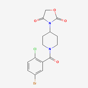 molecular formula C15H14BrClN2O4 B2682734 3-(1-(5-Bromo-2-chlorobenzoyl)piperidin-4-yl)oxazolidine-2,4-dione CAS No. 2034385-36-7