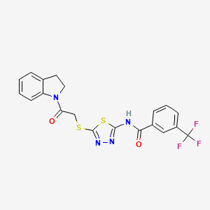 N-(5-((2-(indolin-1-yl)-2-oxoethyl)thio)-1,3,4-thiadiazol-2-yl)-3-(trifluoromethyl)benzamide